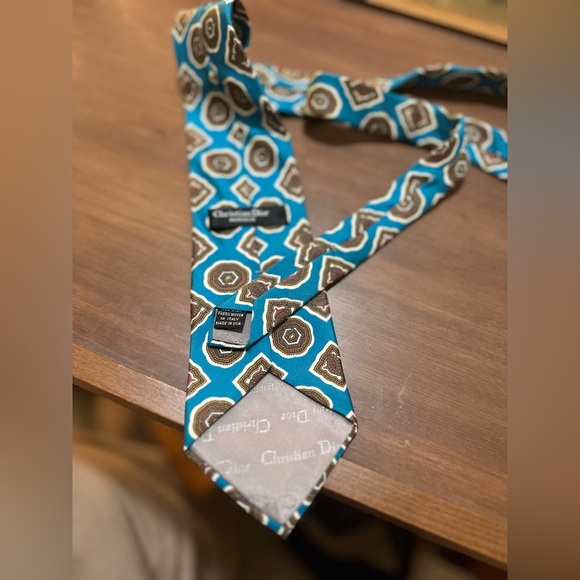 Vintage Christian Dior Monsieur silk - blue with gold - Picture 2 of 5